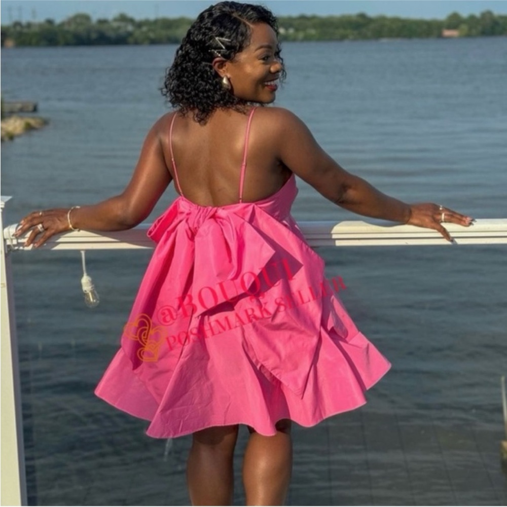 ZARA PINK TAFFETA BOW DRESS - Picture 8 of 9